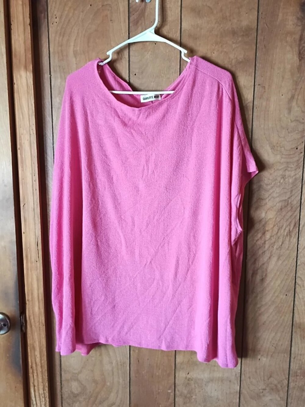 Charlotte Avery Pink Dreamy Knit Easy Fit Top Plus Size Short Sleeve Stretch
